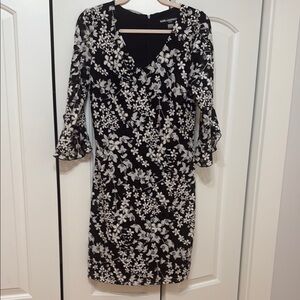 Karl Lagerfeld Black and White Cocktail Dress with V-Neck